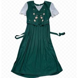 Allison-Che Green Floral Embroidered Cottagecore Prairie Dress